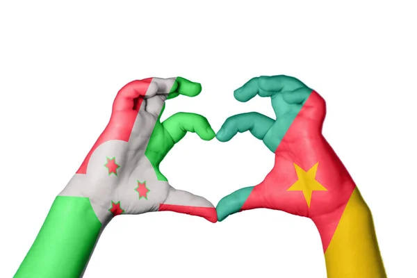 Сердце Бурунди Камерун Жест Рукой Делает Сердце Обрезание Пути — стоковое фото