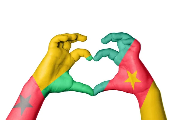 Guinea Bissau Kamerun Szív Kézmozdulatok Készítése Szív Vágási Útvonal — Stock Fotó