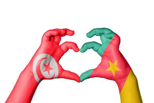 Kamerun Tunezji Serce Gest Ręczny Serca Ścieżka Klipu — Zdjęcie stockowe