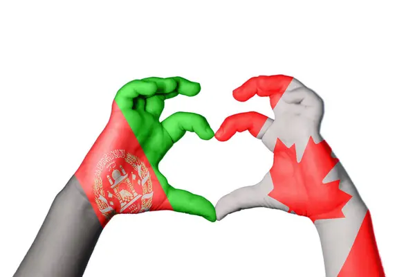 Afghanistan Canada Cœur Geste Main Faisant Cœur Sentier Coupure — Photo