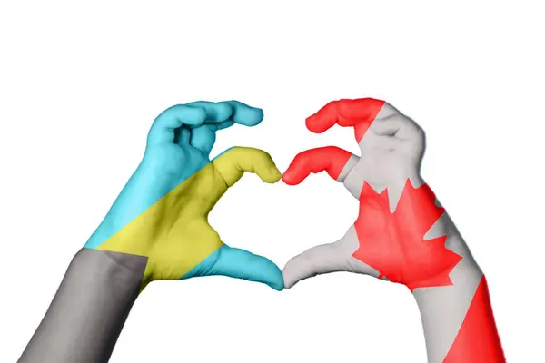 Bahamák Kanada Szív Kézmozdulatok Készítése Szív Vágási Útvonal — Stock Fotó