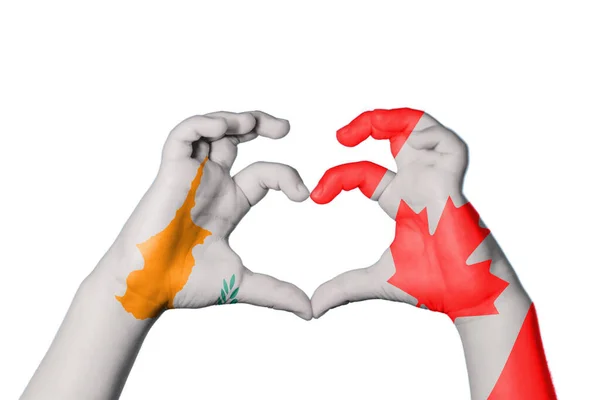 Κύπρος Καρδιά Του Καναδά Χειρονομία Χέρι Κάνει Καρδιά Ψαλίδισμα Διαδρομή — Φωτογραφία Αρχείου