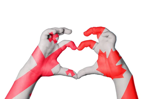 Georgia Canada Heart Hand Gesture Making Heart Clipping Path — Stock Photo, Image