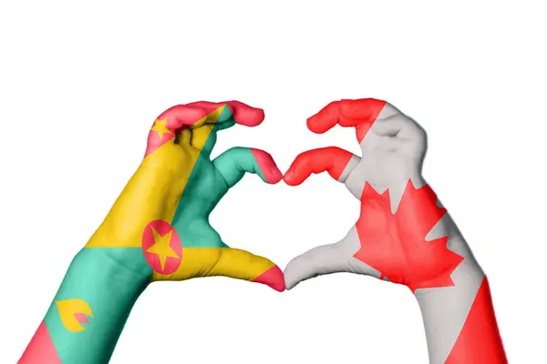 Γρενάδα Καρδιά Του Καναδά Χειρονομία Χέρι Κάνοντας Καρδιά Ψαλιδίζοντας Διαδρομή — Φωτογραφία Αρχείου