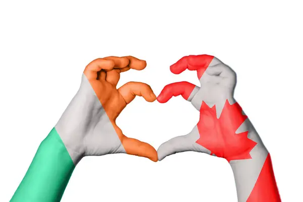 Ireland Canada Heart Hand Gesture Making Heart Clipping Path — Stock Photo, Image