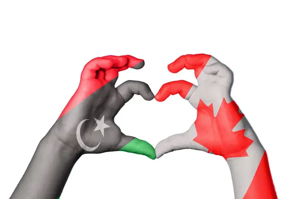 Libië Canada Hart Hand Gebaar Maken Hart Knippen Pad — Stockfoto