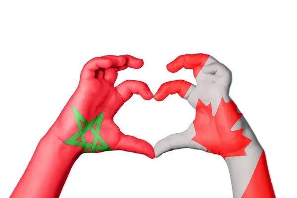 Maroko Kanada Srdce Ruční Gesto Tvorby Srdce Ořezávání Stezka — Stock fotografie