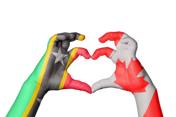 Saint Kitts Nevis Kanada Szív Kézmozdulatok Készítése Szív Vágási Útvonal — Stock Fotó