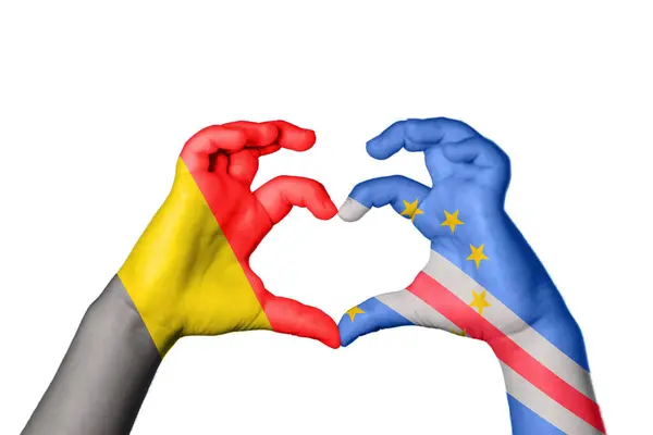 Belgium Cape Verde Heart Hand Gesture Making Heart Clipping Path — Stock Photo, Image