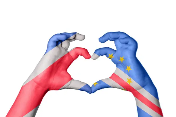 Costa Rica Cabo Verde Coração Mão Gesto Fazendo Coração Clipping — Fotografia de Stock