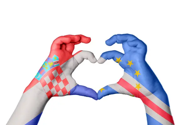 Chorwacja Republika Zielonego Przylądka Serce Ręki Gestem Podejmowania Serca Ścieżka — Zdjęcie stockowe