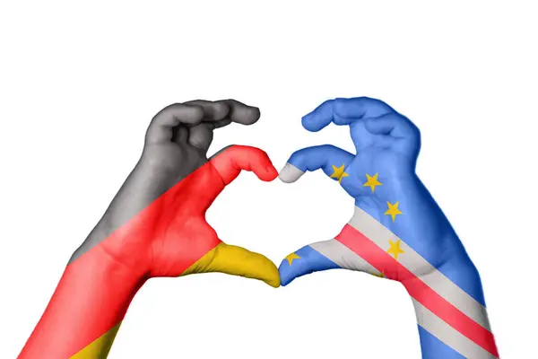 Germany Cape Verde Heart Hand Gesture Making Heart Clipping Path — Stock Photo, Image