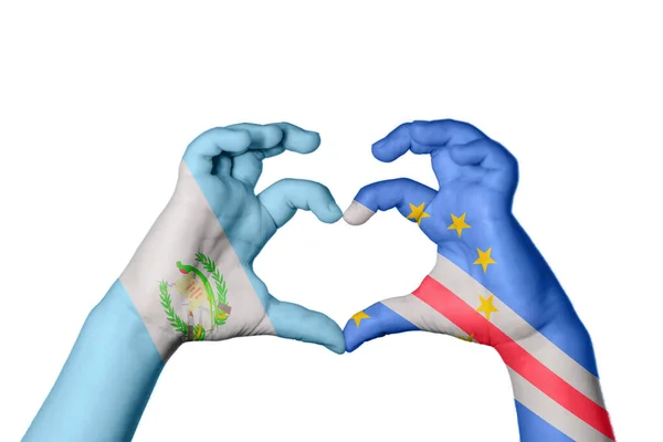 Γουατεμάλα Πράσινο Ακρωτήριο Καρδιά Χέρι Χειρονομία Κάνοντας Καρδιά Ψαλίδισμα Μονοπάτι — Φωτογραφία Αρχείου