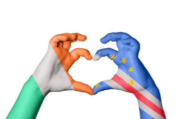 Irland Kap Verde Heart Hand Gest Att Göra Hjärta Klippning — Stockfoto