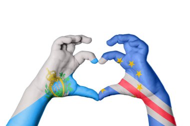 San Marino Cape Verde Heart, el hareketi kalp yapma, kırpma yolu.