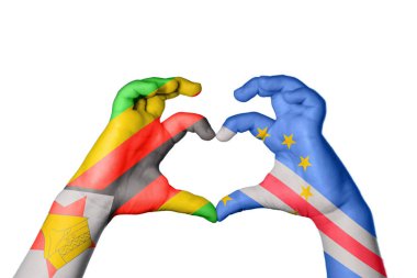 Zimbabwe Cape Verde Heart, el hareketi kalp yapma, kırpma yolu.