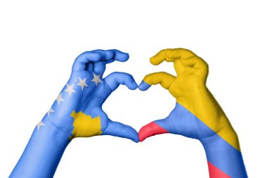 Kosova 'nın Kolombiya Kalbi ve El Hareketi Kalp Yapıyor, Yol Kesiyor