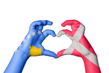 Kosova Danimarka 'nın Kalbi ve El hareketi kalp yaptı, Yolu Kesiyor