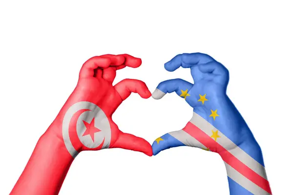 Tunezja Republika Zielonego Przylądka Serce Gest Ręczny Serca Ścieżka Klipsowa — Zdjęcie stockowe
