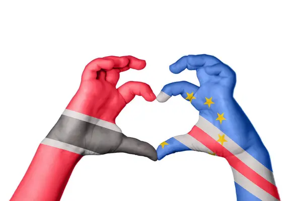 Trinidad Tobago Cabo Verde Coração Mão Gesto Fazendo Coração Clipping — Fotografia de Stock