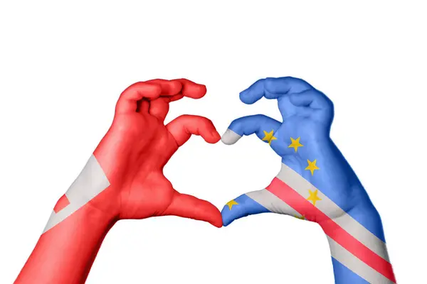 Tonga Cape Verde Serce Gest Ręczny Serca Ścieżka Clipping — Zdjęcie stockowe
