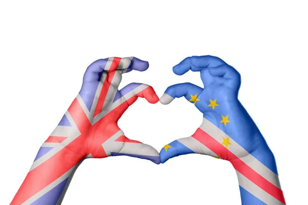Verenigd Koninkrijk Kaapverdische Hart Hand Gebaar Maken Hart Knippen Pad — Stockfoto