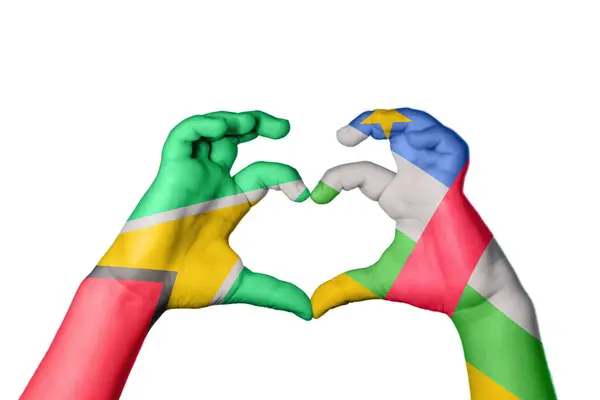 Guyana Közép Afrikai Köztársaság Szív Kézmozdulatkészítés Szív Vágási Útvonal — Stock Fotó