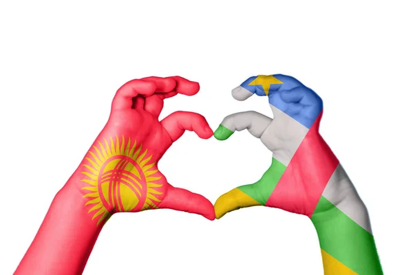Kirgizië Centraal Afrikaanse Republiek Hart Hand Gebaar Maken Hart Knippen — Stockfoto