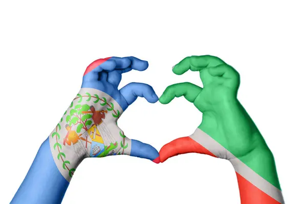 Belize Tsjetsjenië Hart Hand Gebaar Maken Hart Knippen Pad — Stockfoto