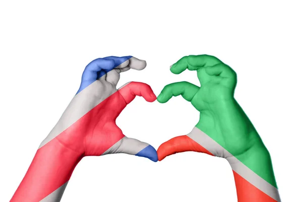 Costa Rica Tjetjenien Hjärta Hand Gest Att Göra Hjärta Klippning — Stockfoto