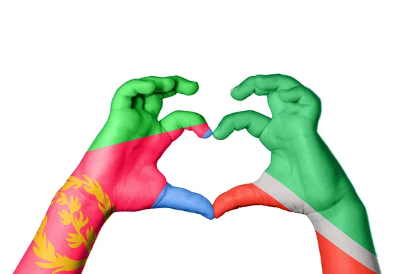 Eritrea Chechenia Corazón Hacer Gesto Mano Del Corazón Recortar Camino — Foto de Stock