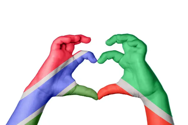 Gambia Chechnya Heart Hand Gesture Making Heart Clipping Path — Stock Photo, Image