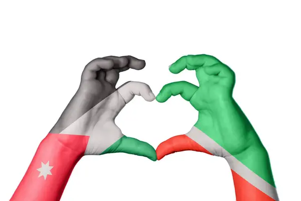 Jordan Chechnya Heart Hand Gesture Making Heart Clipping Path — Stock Photo, Image