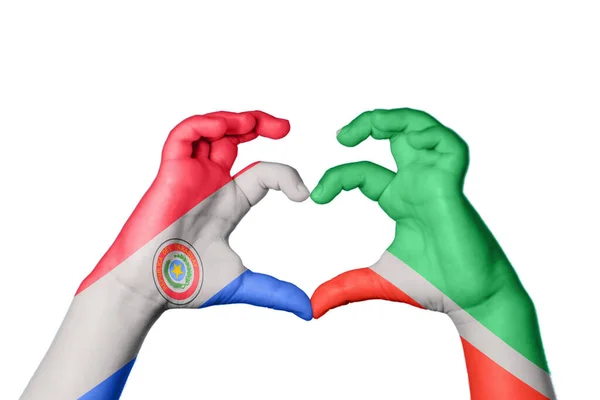 Парагвай Чечня Серце Жест Рук Робить Серце Відсічний Контур — стокове фото