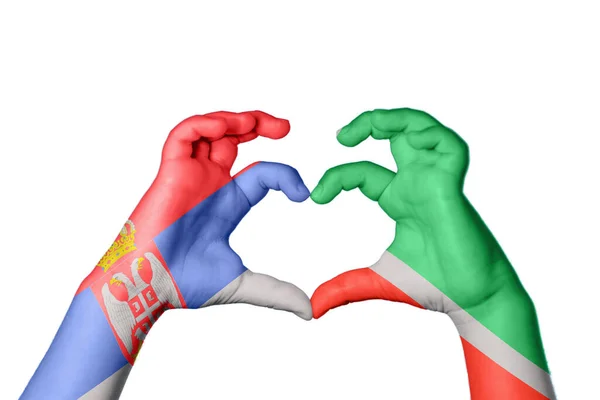 Serbia Chechnya Heart Hand Gesture Making Heart Clipping Path — Stock Photo, Image