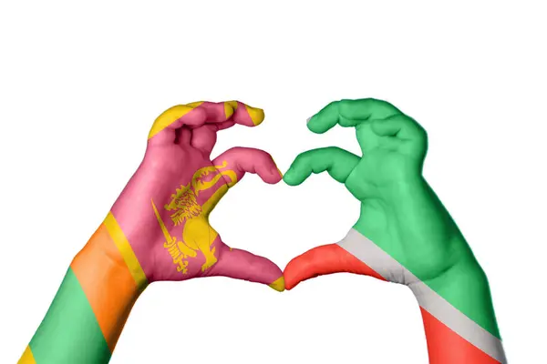 Sri Lanka Chechnya Heart Hand Gesture Making Heart Clipping Path — Stock Photo, Image