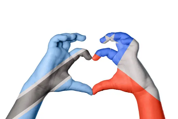博茨瓦纳智利心脏 手手势制造心脏 收割路径 — 图库照片
