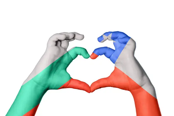 Bulgaria Chile Heart Hand Gesture Making Heart Clipping Path — Stock Photo, Image