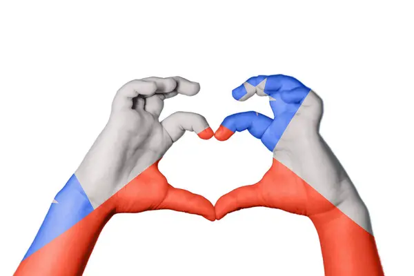 Chile Heart Hand Gesture Making Heart Clipping Path — стоковое фото