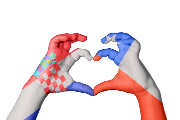 Chorwacja Chile Serce Ręczny Gest Serca Ścieżka Klipu — Zdjęcie stockowe