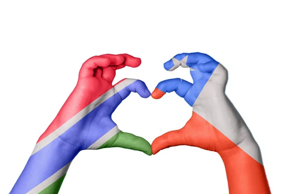 Gambia Chile Herz Handbewegung Die Herz Macht Clipping Path — Stockfoto