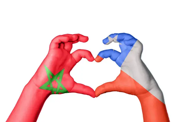 Maroko Chile Srdce Ruční Gesto Dělat Srdce Ořezávání Stezka — Stock fotografie