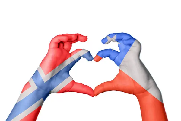 Noruega Chile Coração Gesto Mão Fazendo Coração Clipping Path — Fotografia de Stock