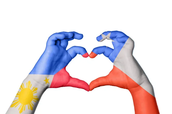 Φιλιππίνες Χιλή Καρδιά Χέρι Χειρονομία Κάνοντας Καρδιά Ψαλίδισμα Μονοπάτι — Φωτογραφία Αρχείου