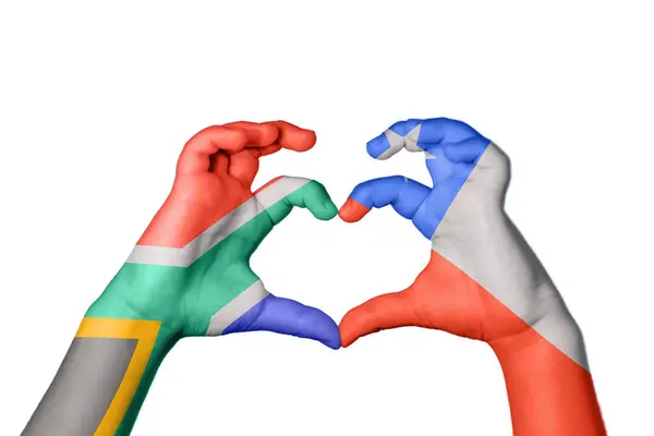Jižní Afrika Chile Srdce Ruční Gesto Tvorby Srdce Ořezávání Stezka — Stock fotografie