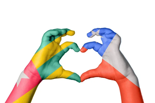 Togo Chile Heart Hand Gesture Making Heart Clipping Path — Stock Photo, Image