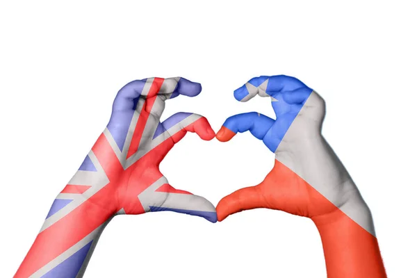 Reino Unido Chile Coração Gesto Mão Fazendo Coração Clipping Path — Fotografia de Stock