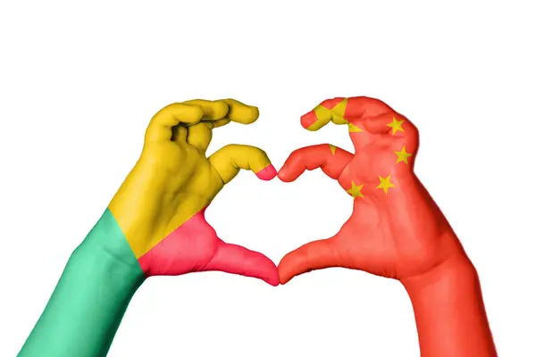 Бенин Китай Сердце Жест Руки Делает Сердце Клиппинг Путь — стоковое фото