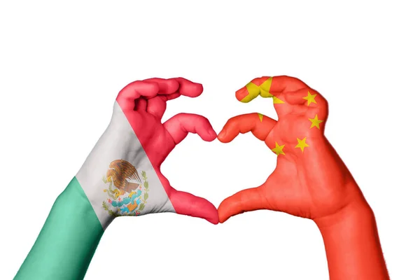 México China Corazón Hacer Gestos Corazón Recortar Camino — Foto de Stock