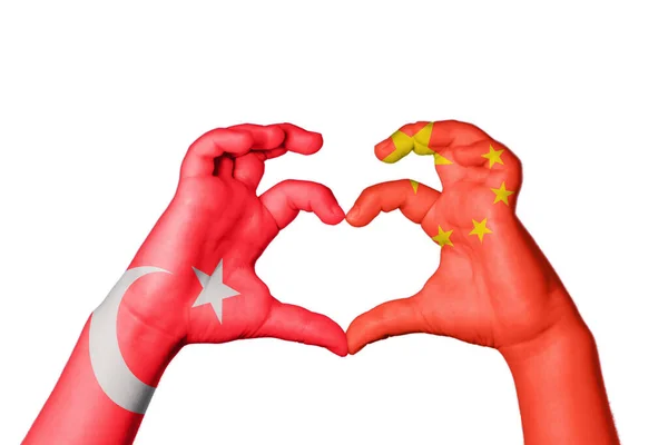 トルコ 中国心臓 ハンドジェスチャー作り心臓 クリッピングパス — ストック写真